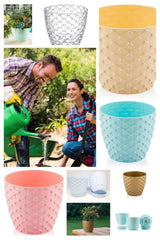 Set van 2 Bloempotten Kapadokya met Drainage 5L Goud UV De Max - 5L