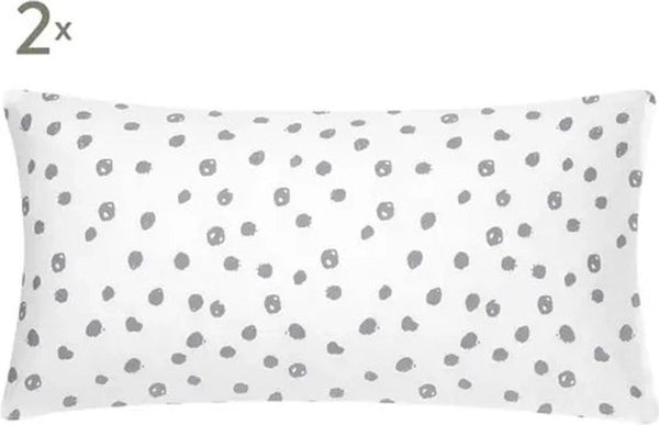 Kussensloop Jill & Jim designs - Set van 2 Stuks - Katoen - Wit - 40x80cm