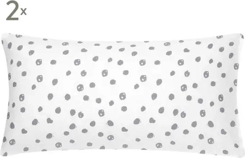 Kussensloop Jill & Jim designs - Set van 2 Stuks - Katoen - Wit - 40x80cm