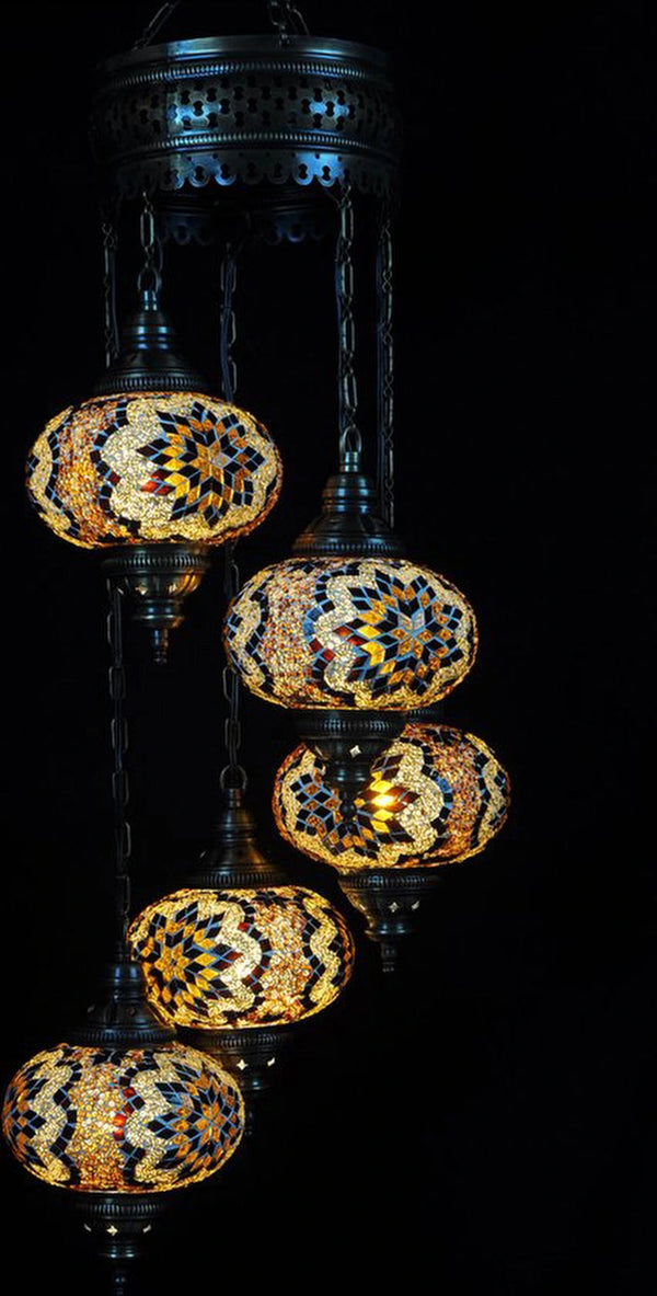 Kroonluchter Merkloos - Turkse - Glas - Bruin - 5 Bollen