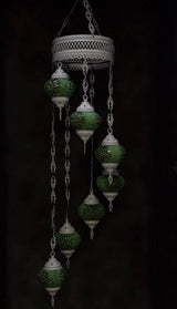 Hanglamp Halay - Oosterse - Glas - Wit - 7 Bollen