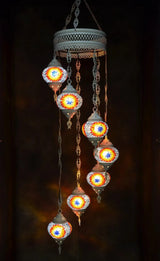 Hanglamp Halay - Oosterse - Glas - Wit - 7 Bollen