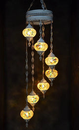 Hanglamp Halay - Oosterse - Glas - Wit - 7 Bollen