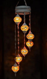 Hanglamp Halay - Oosterse - Glas - Wit - 7 Bollen