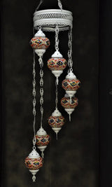Hanglamp Halay - Oosterse - Glas - Wit - 7 Bollen