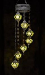 Hanglamp Halay - Oosterse - Glas - Wit - 7 Bollen