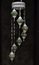 Hanglamp Halay - Oosterse - Glas - Wit - 7 Bollen