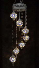 Hanglamp Halay - Oosterse - Glas - Wit - 7 Bollen