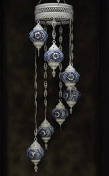 Hanglamp Halay - Oosterse - Glas - Wit - 7 Bollen