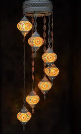 Hanglamp Halay - Oosterse - Glas - Wit - 7 Bollen