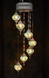 Hanglamp Halay - Oosterse - Glas - Wit - 7 Bollen