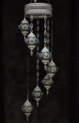 Hanglamp Halay - Oosterse - Glas - Wit - 7 Bollen