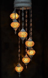 Hanglamp Halay - Oosterse - Glas - Wit - 7 Bollen