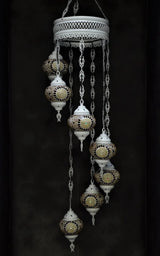 Hanglamp Halay - Oosterse - Glas - Wit - 7 Bollen