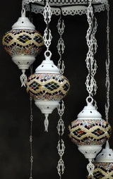 Hanglamp Halay - Oosterse - Glas - Wit - 7 Bollen