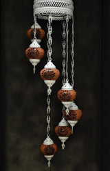 Hanglamp Halay - Oosterse - Glas - Wit - 7 Bollen