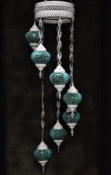 Hanglamp Halay - Oosterse - Glas - Wit - 7 Bollen