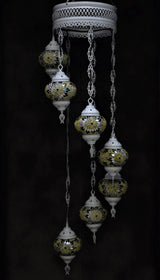 Hanglamp Halay - Oosterse - Glas - Wit - 7 Bollen