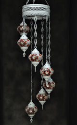 Hanglamp Halay - Oosterse - Glas - Wit - 7 Bollen