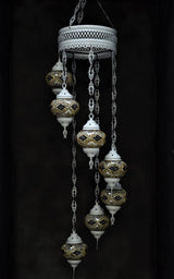 Hanglamp Halay - Oosterse - Glas - Wit - 7 Bollen