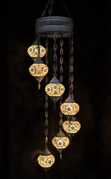 Hanglamp Halay - Oosterse - Glas - Wit - 7 Bollen
