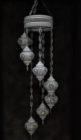 Hanglamp Halay - Oosterse - Glas - Wit - 7 Bollen