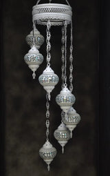 Hanglamp Halay - Oosterse - Glas - Wit - 7 Bollen