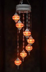 Hanglamp Halay - Oosterse - Glas - Wit - 7 Bollen