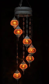 Hanglamp Halay - Oosterse - Glas - Wit - 7 Bollen