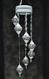 Hanglamp Halay - Oosterse - Glas - Wit - 7 Bollen