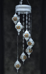 Hanglamp Halay - Oosterse - Glas - Wit - 7 Bollen