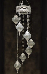 Hanglamp Halay - Oosterse - Glas - Wit - 7 Bollen