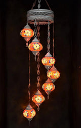 Hanglamp Halay - Oosterse - Glas - Wit - 7 Bollen