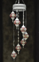 Hanglamp Halay - Oosterse - Glas - Wit - 7 Bollen