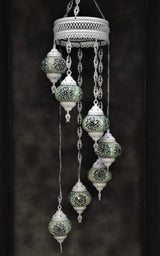 Hanglamp Halay - Oosterse - Glas - Wit - 7 Bollen