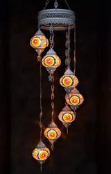 Hanglamp Halay - Oosterse - Glas - Wit - 7 Bollen