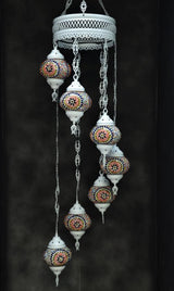 Hanglamp Halay - Oosterse - Glas - Wit - 7 Bollen