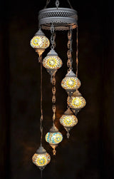 Hanglamp Halay - Oosterse - Glas - Wit - 7 Bollen