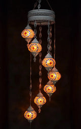 Hanglamp Halay - Oosterse - Glas - Wit - 7 Bollen