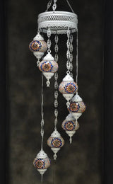 Hanglamp Halay - Oosterse - Glas - Wit - 7 Bollen