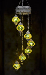 Hanglamp Halay - Oosterse - Glas - Wit - 7 Bollen