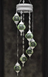 Hanglamp Halay - Oosterse - Glas - Wit - 7 Bollen