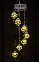 Hanglamp Halay - Oosterse - Glas - Wit - 7 Bollen