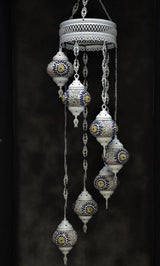 Hanglamp Halay - Oosterse - Glas - Wit - 7 Bollen