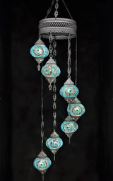 Hanglamp Halay - Oosterse - Glas - Wit - 7 Bollen