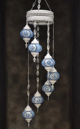Hanglamp Halay - Oosterse - Glas - Wit - 7 Bollen