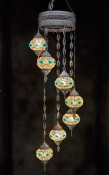 Hanglamp Halay - Oosterse - Glas - Wit - 7 Bollen