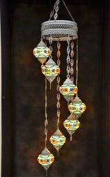Hanglamp Halay - Oosterse - Glas - Wit - 7 Bollen