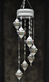 Hanglamp Halay - Oosterse - Glas - Wit - 7 Bollen
