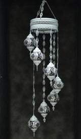 Hanglamp Halay - Oosterse - Glas - Wit - 7 Bollen